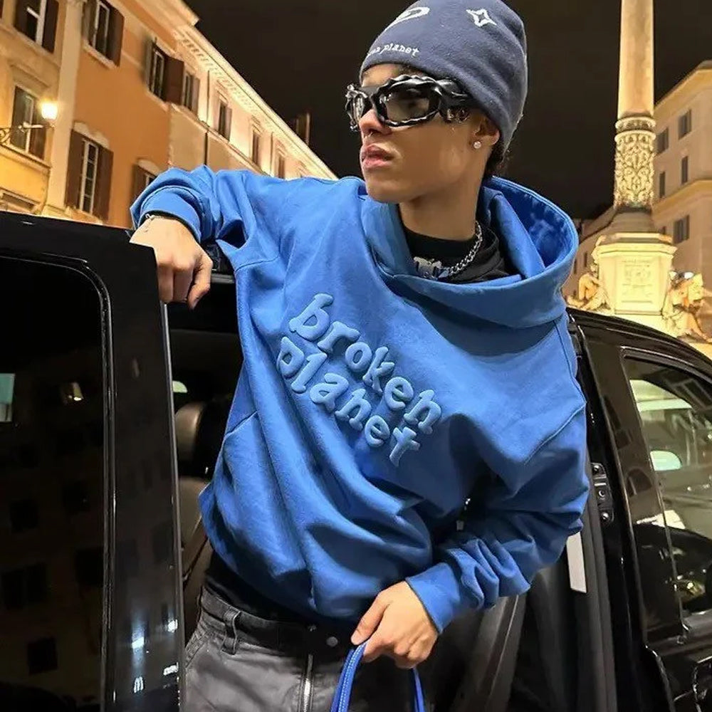 broken planet market monochrome hoodie cobalt blue kickkonnect