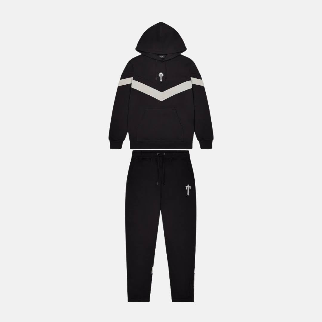 Trapstar V Stripe Hooded Tracksuit - Black / Grey