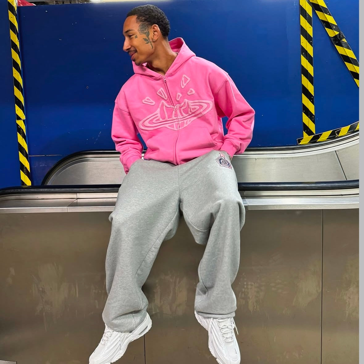 Broken Planet Zip-Up Hoodie - Candy Pink