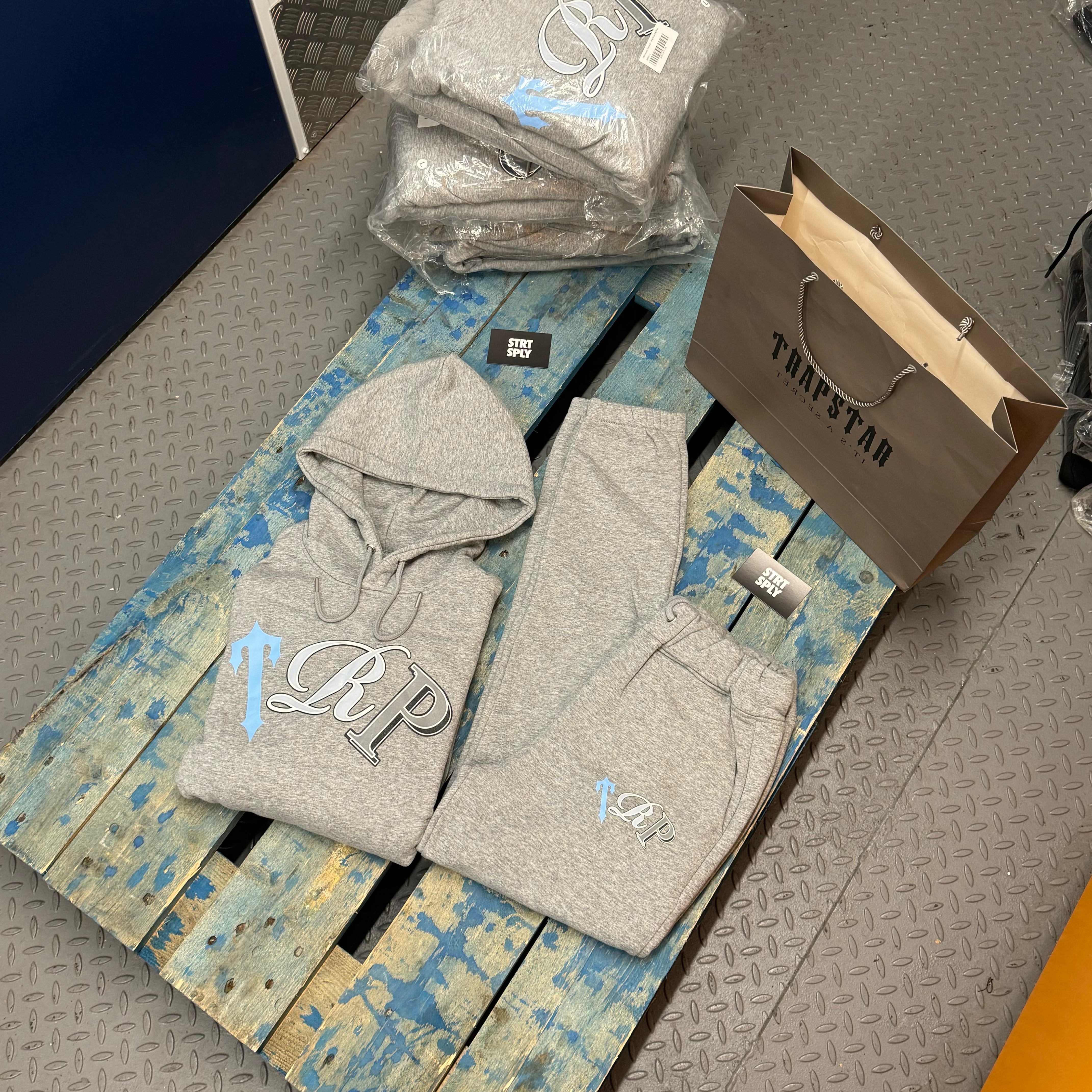 Trapstar TRP Hooded Tracksuit - Grey / Ice Blue