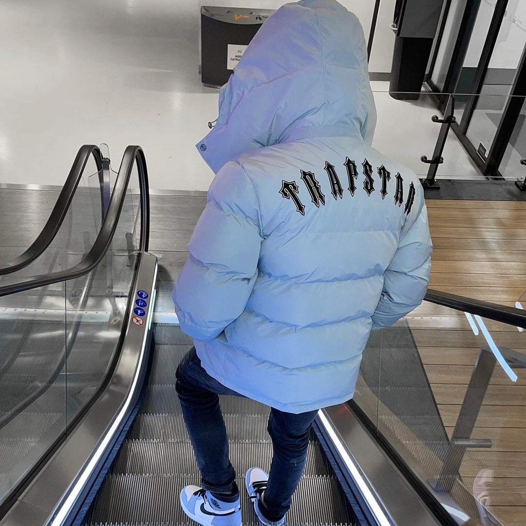 Trapstar Irongate Detachable Hooded Puffer Jacket - Ice Blue / Black