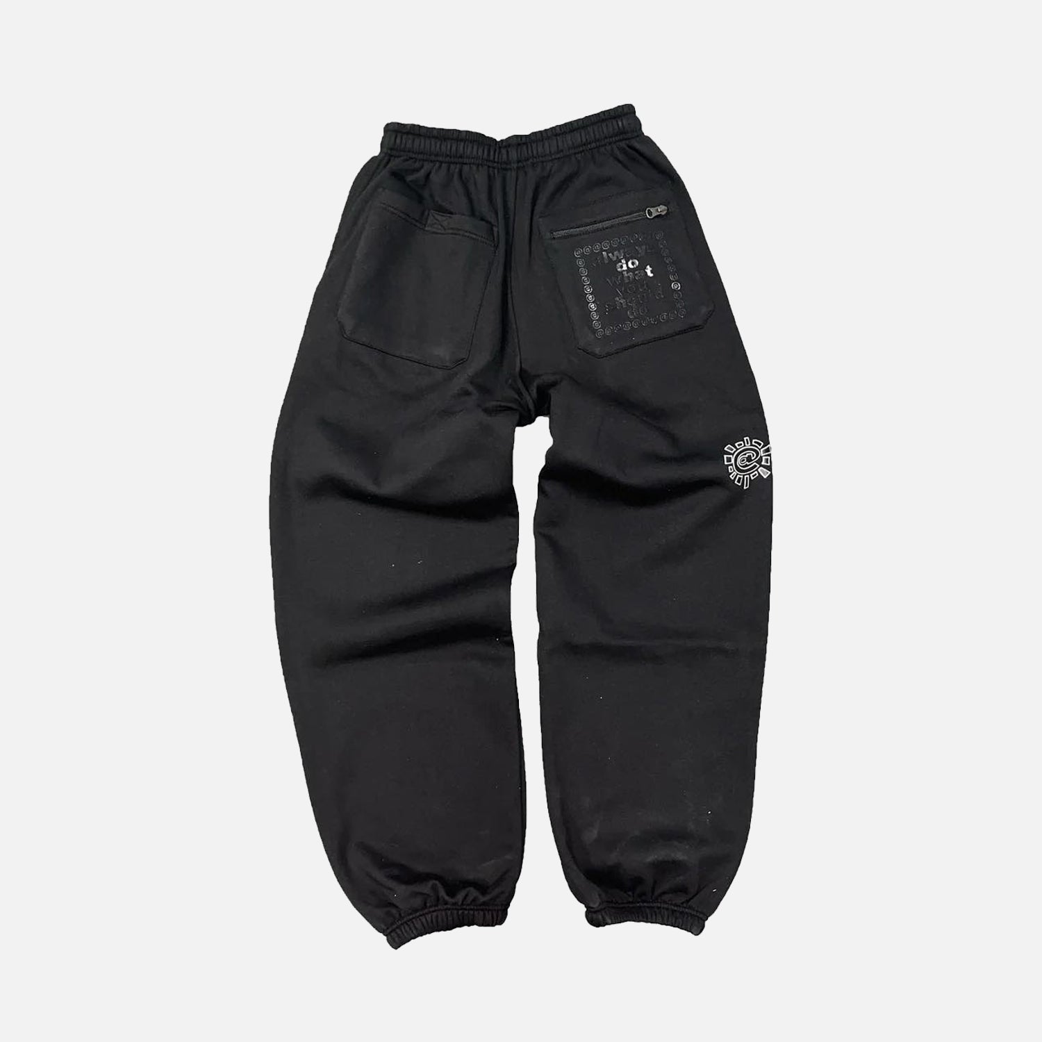 Always Do What You Should Do Sun Relaxed Embroidery Bottoms - Black