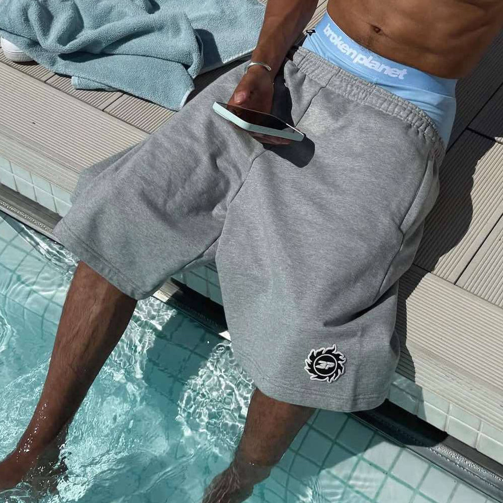 Broken Planet Sun Logo Shorts - Heather Grey