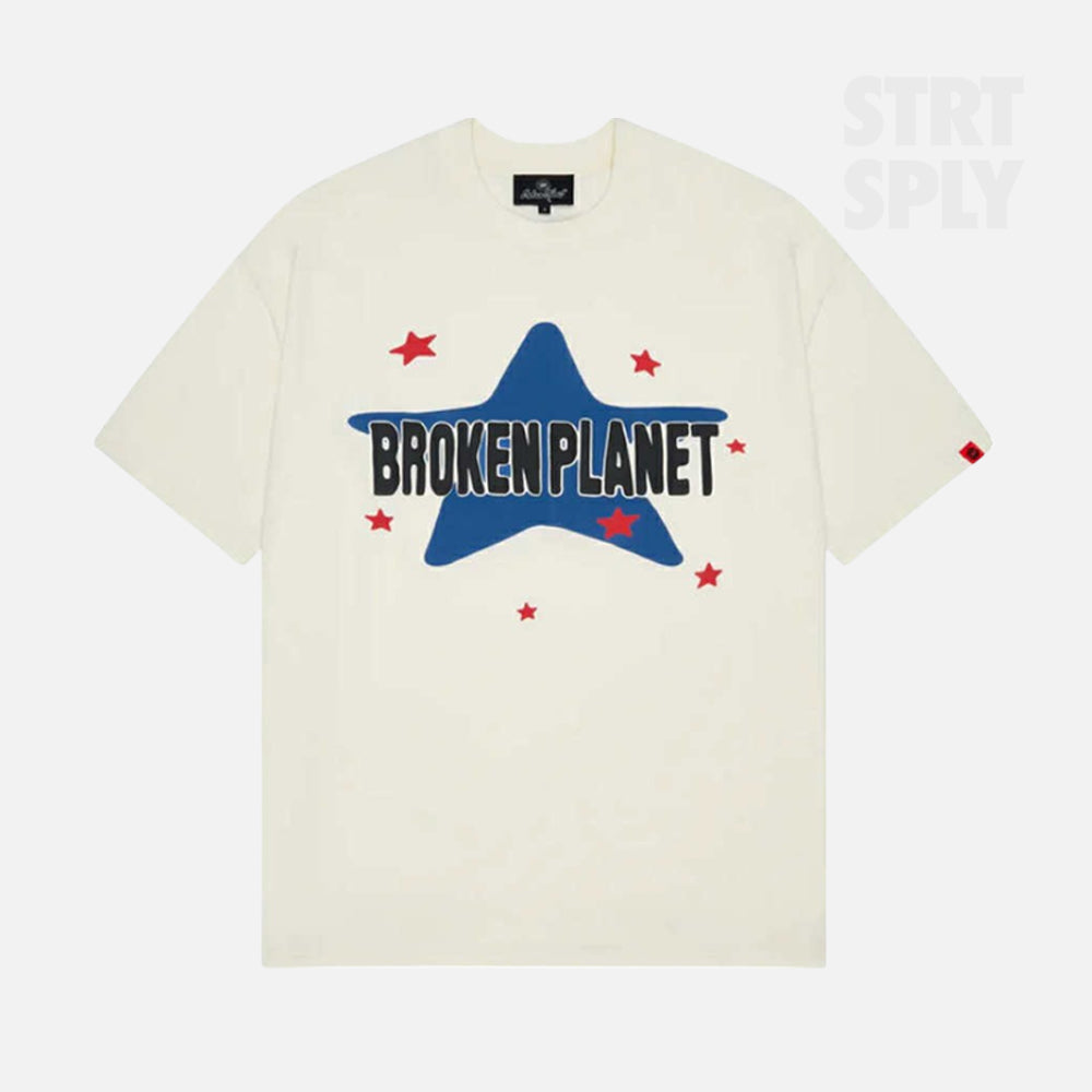 Broken Planet Star T-Shirt - Vanilla White