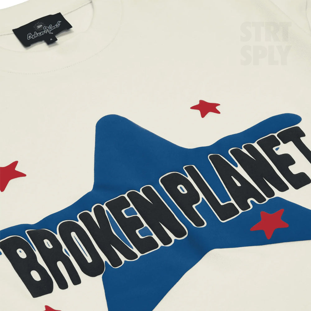 Broken Planet Star T-Shirt - Vanilla White