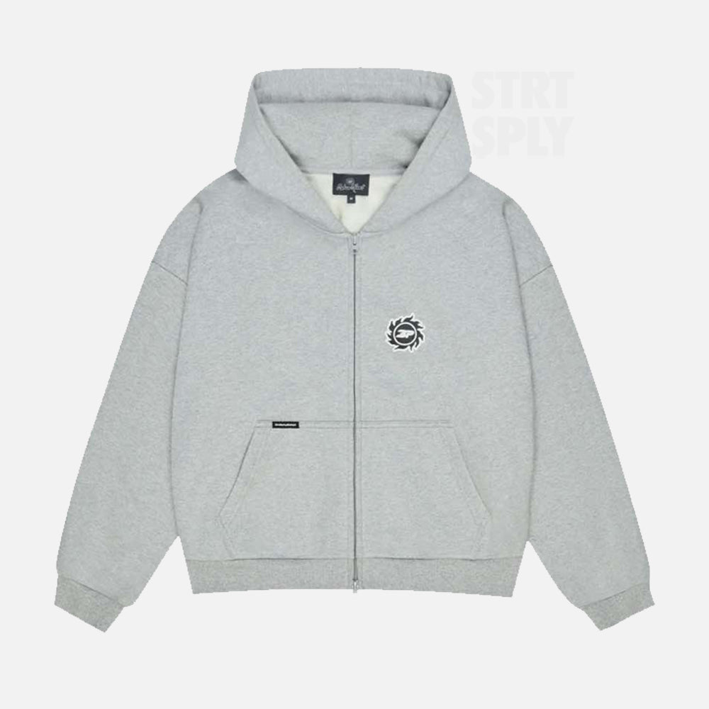 Broken Planet Sun Zip-Up Hoodie - Heather Grey