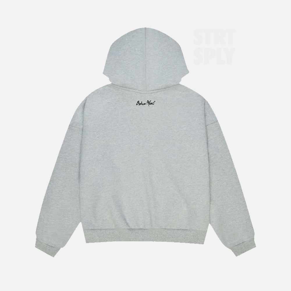 Broken Planet Sun Zip-Up Hoodie - Heather Grey