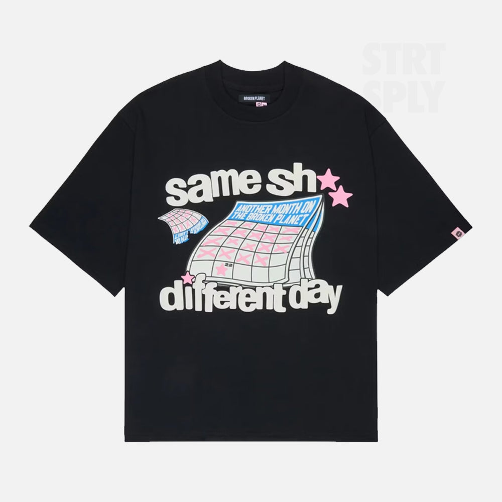 Broken Planet Different Day T-Shirt - Midnight Black