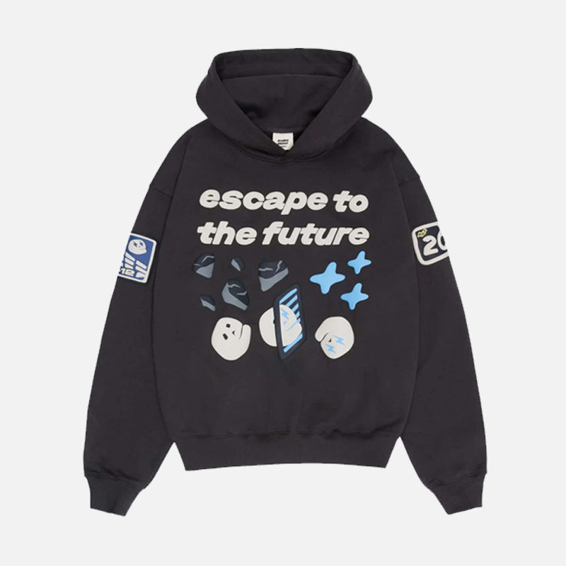 Broken Planet Escape To The Future Hoodie - Soot Black