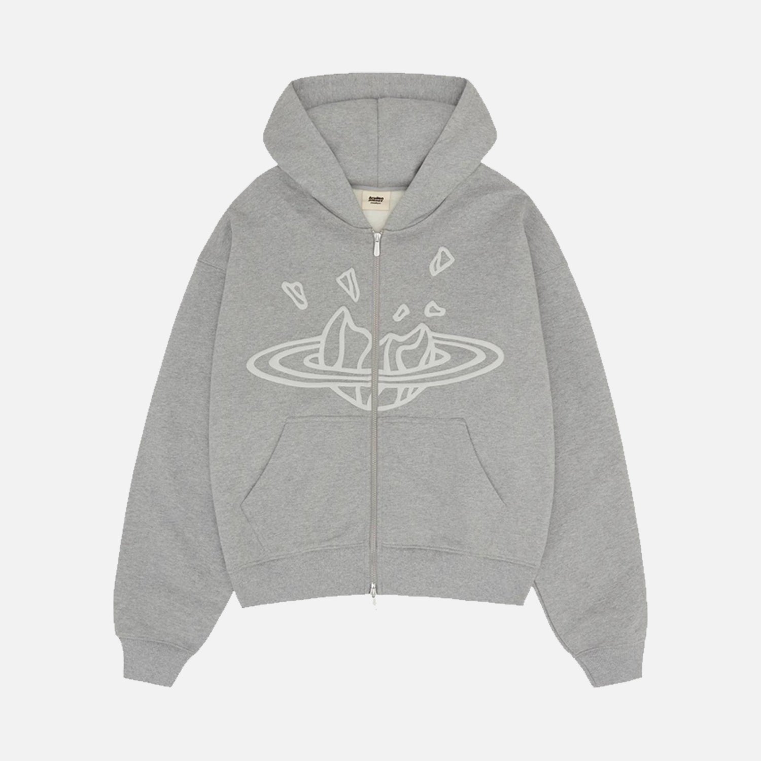 Broken Planet Zip-Up Hoodie - Heather Grey