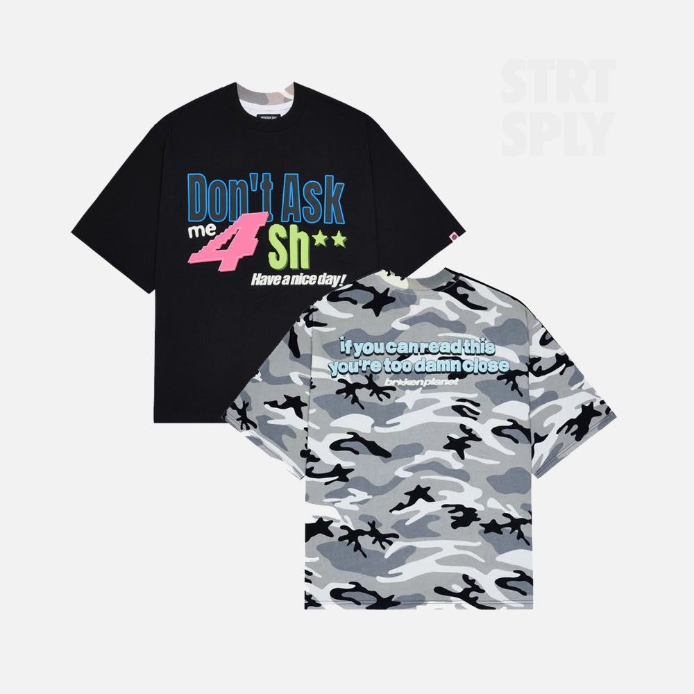 Broken Planet Don't Ask Me Split T-Shirt - Midnight Black / Snow Camo