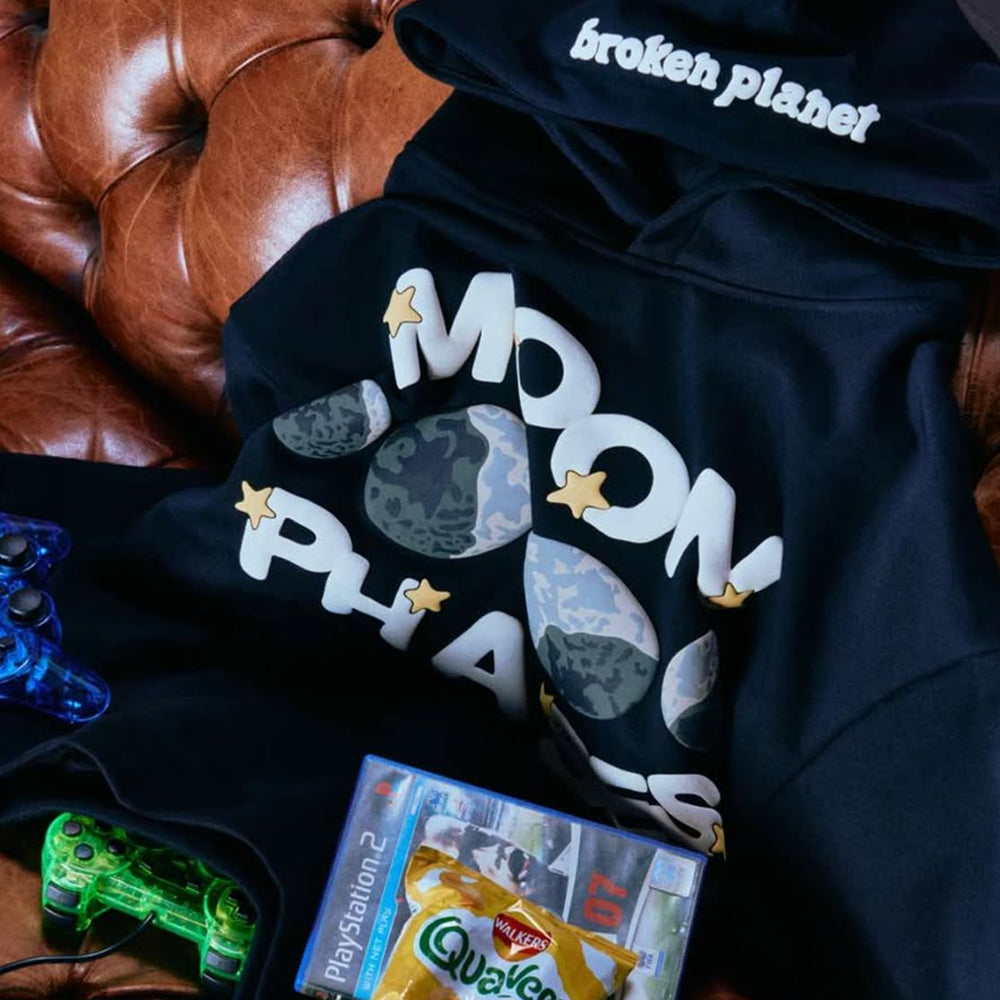 Broken Planet Moon Phases Hoodie - Midnight Black