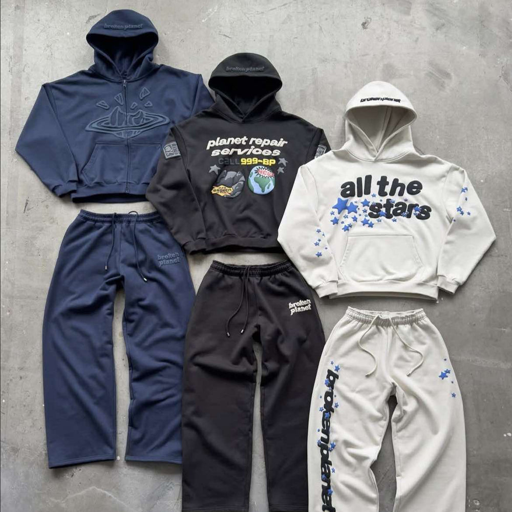 Broken Planet Zip-Up Hoodie - Deep Navy