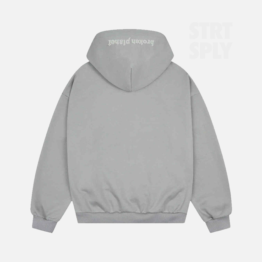 Broken Planet Zip-Up Hoodie - Stone Grey