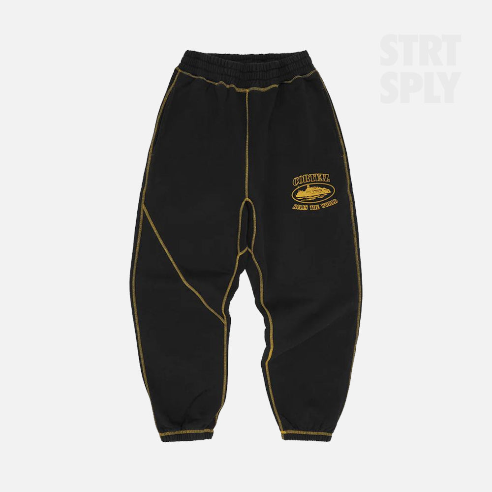 Corteiz RTW Alcatraz Contrast Sweatpant - Black / Yellow