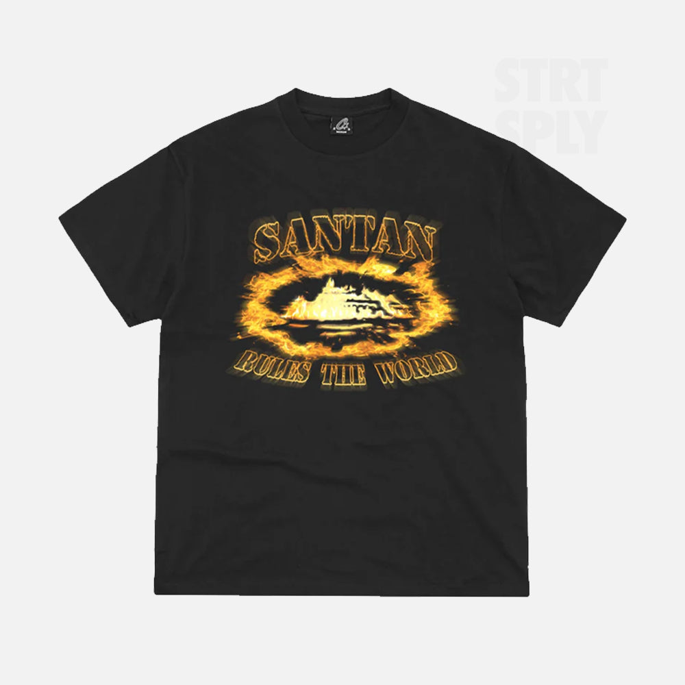 Corteiz RTW x Dave Alcatraz T-Shirt - Black / Orange Flame