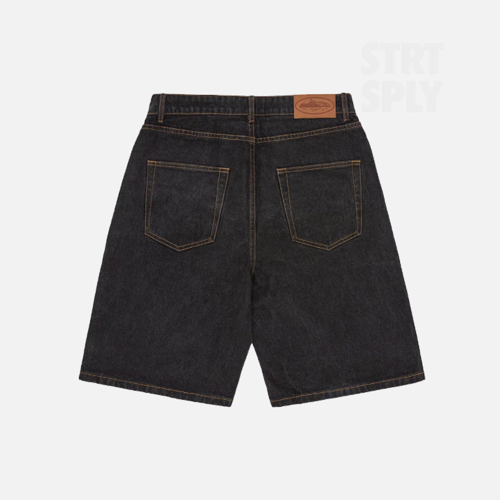 Corteiz RTW Alcatraz Denim Shorts - Washed Black
