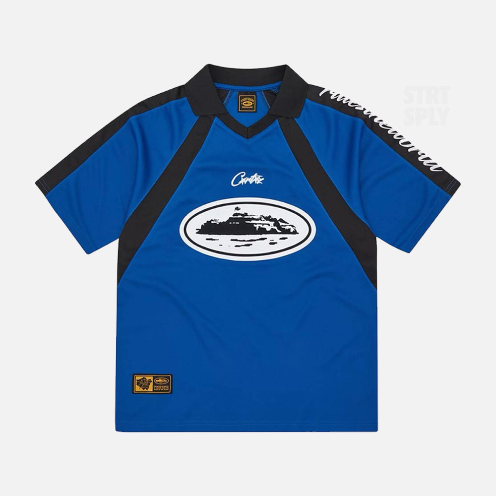 Corteiz RTW Alcatraz Panel Football Jersey - Navy / White