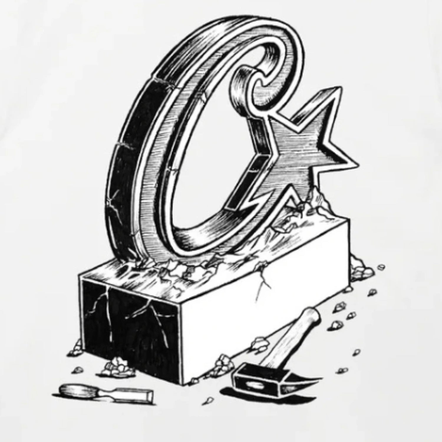 Corteiz RTW Allstarz Chisel T-Shirt - White / Black