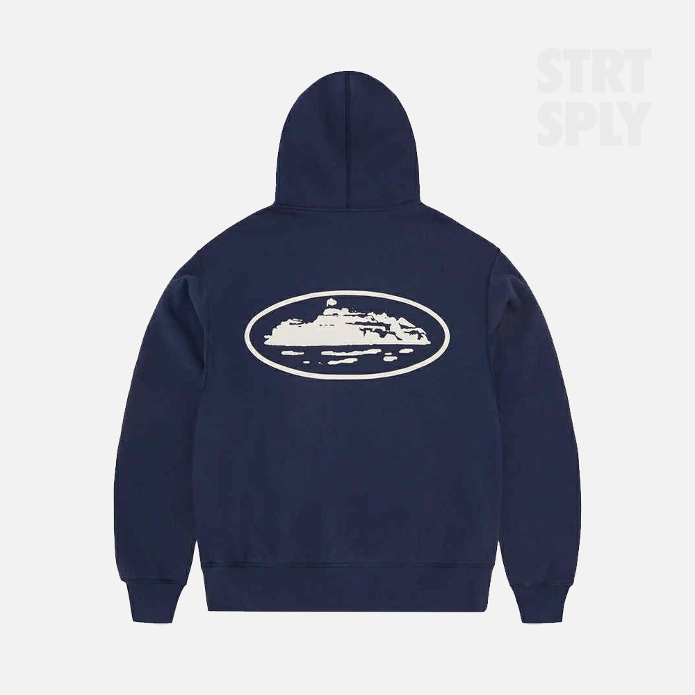 Corteiz RTW Island Puff Print Zip Hoodie - Navy