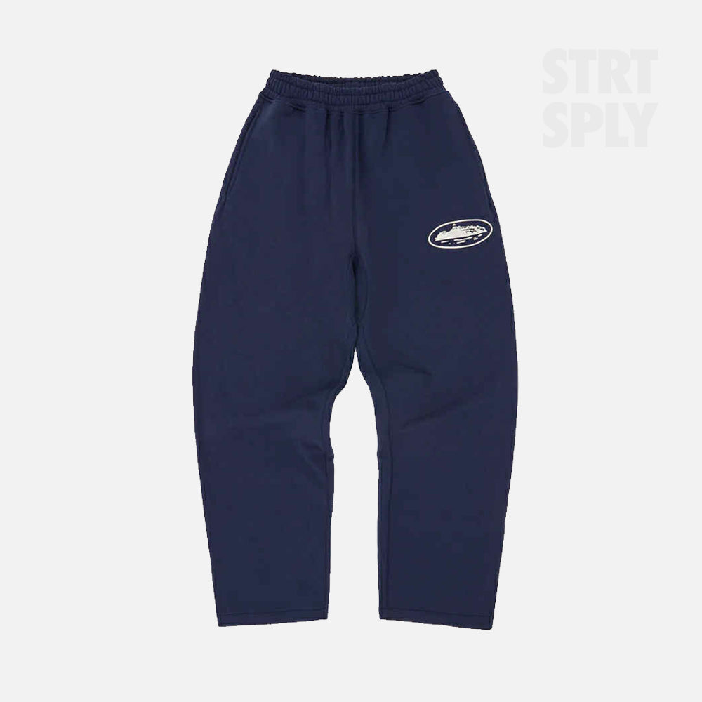 Corteiz RTW Island Puff Print Open Hem Pant - Navy