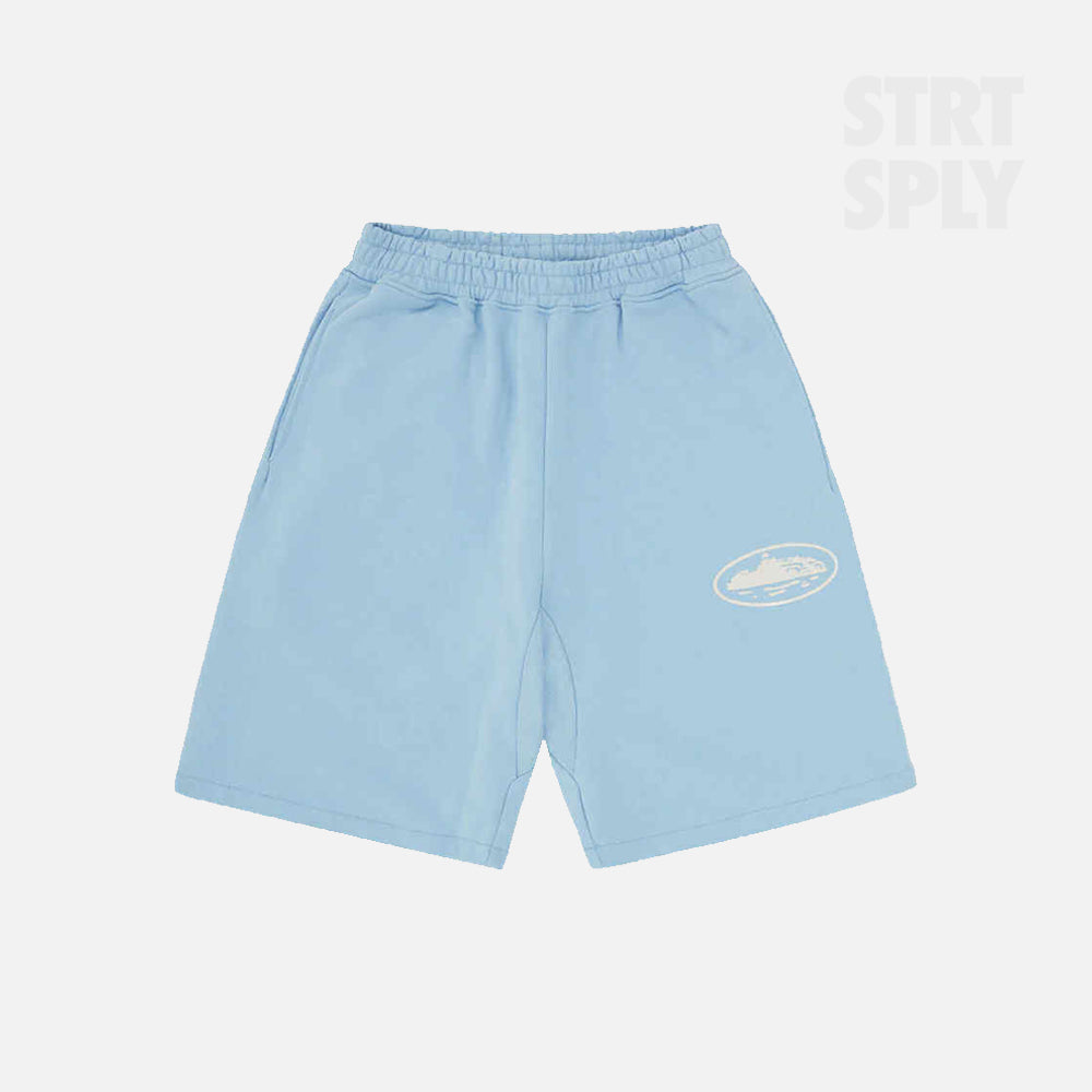 Corteiz RTW Island Puff Print Sweatshort - Baby Blue