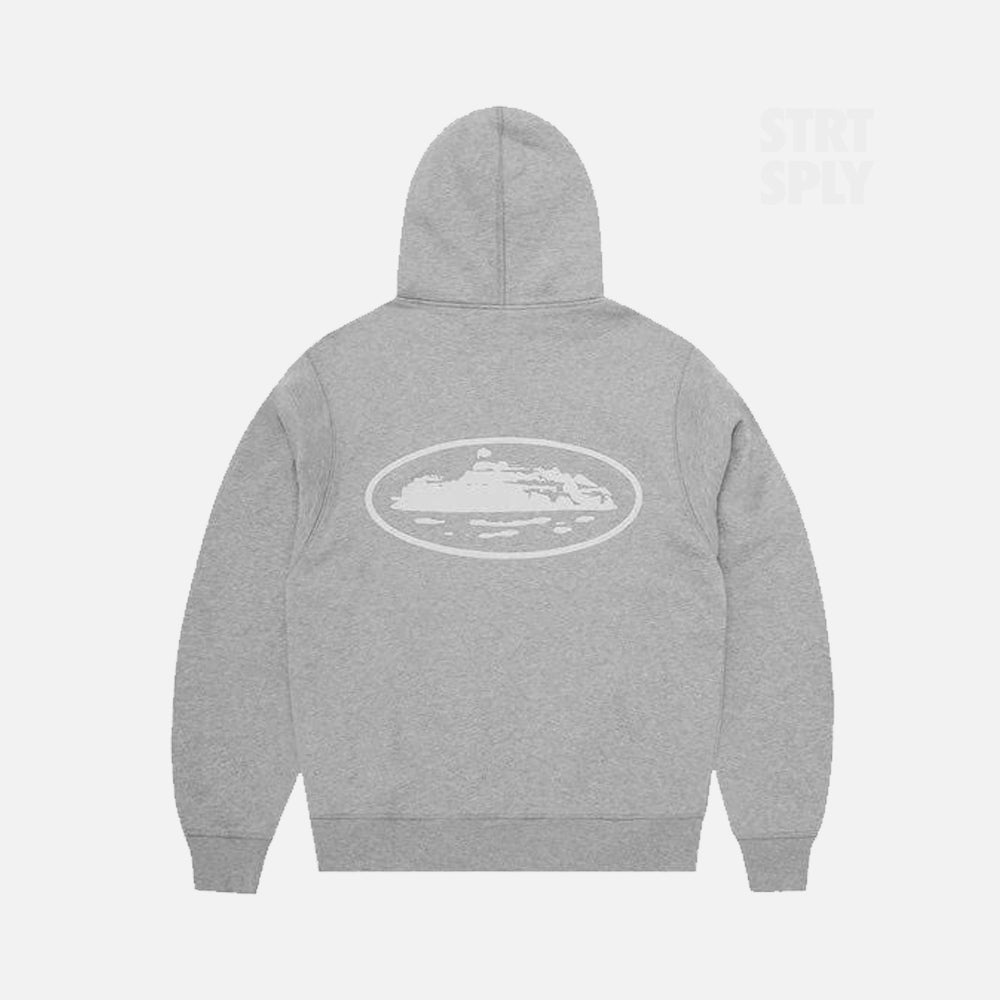 Corteiz RTW Island Puff Print Zip Hoodie - Heather Grey