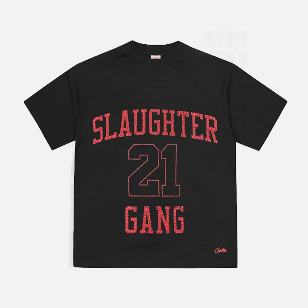 Corteiz RTW x Slaughter Gang HMP Mesh Panel Jersey - Black / Red