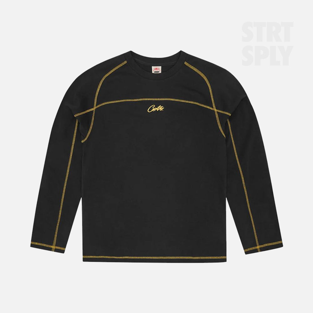 Corteiz RTW HMP Panel Heavyweight LS T-Shirt - Black / Yellow