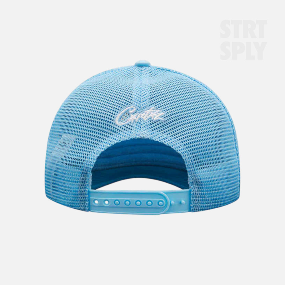 Corteiz RTW Alcatraz Puff Print Trucker Hat - Baby Blue