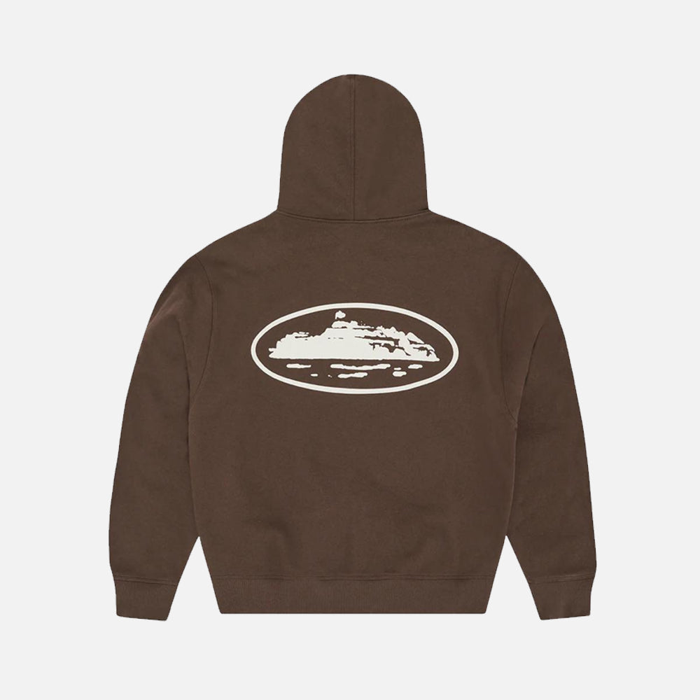 Corteiz RTW Island Puff Print Zip Hoodie - Brown