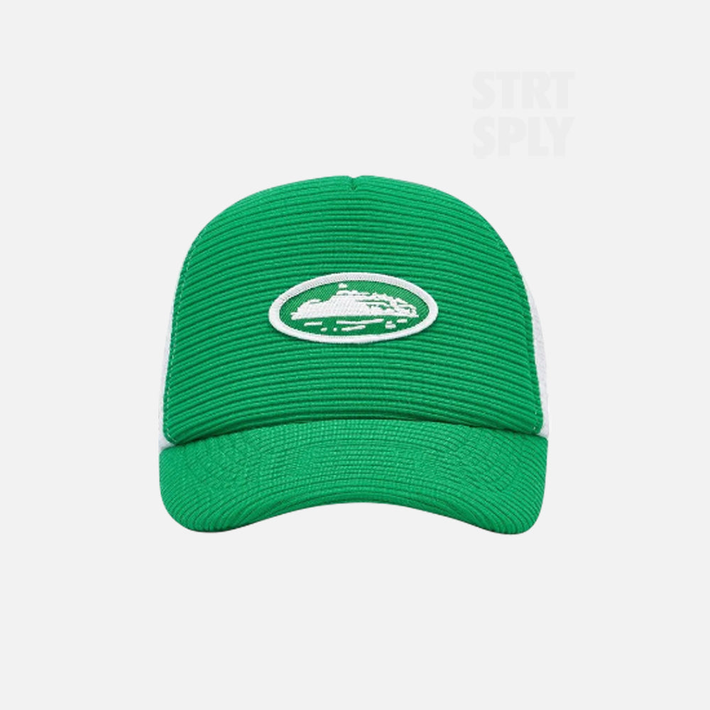 Corteiz RTW Short Peak Trucker Hat - Green / White