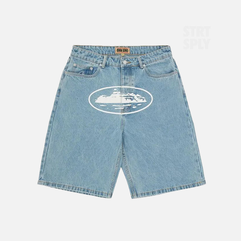 Corteiz RTW Baggy Denim Shorts - Stonewash