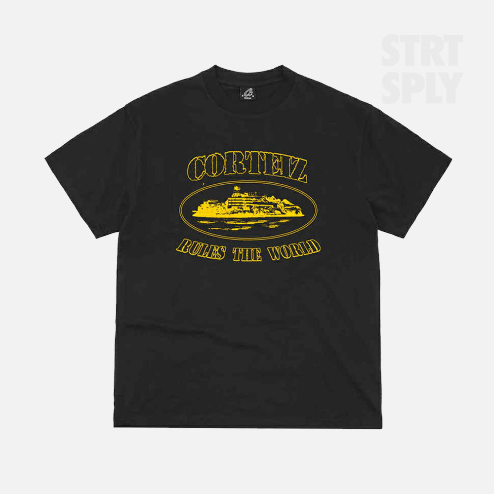 Corteiz RTW OG Alcatraz T-Shirt - Black / Yellow