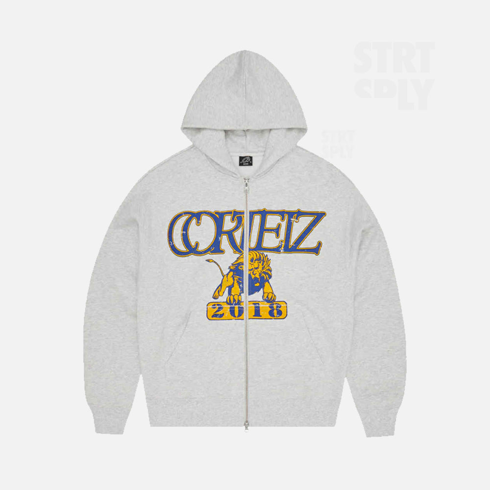 Corteiz RTW Lion Boxy Zip Hoodie - Light Heather