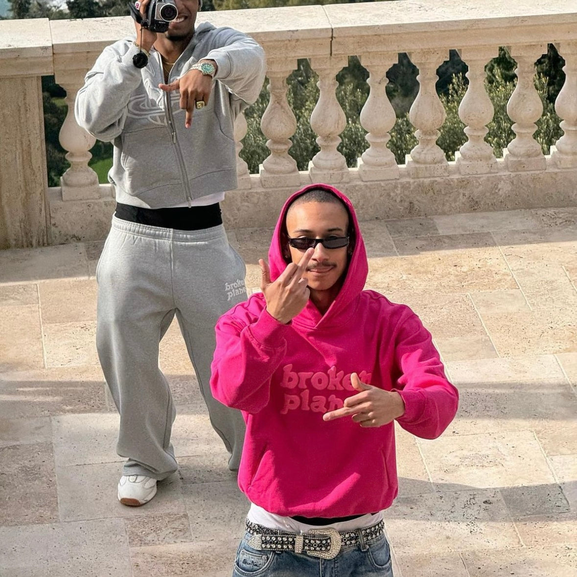 Broken Planet Market Monochrome Hoodie - Fuchshia Pink