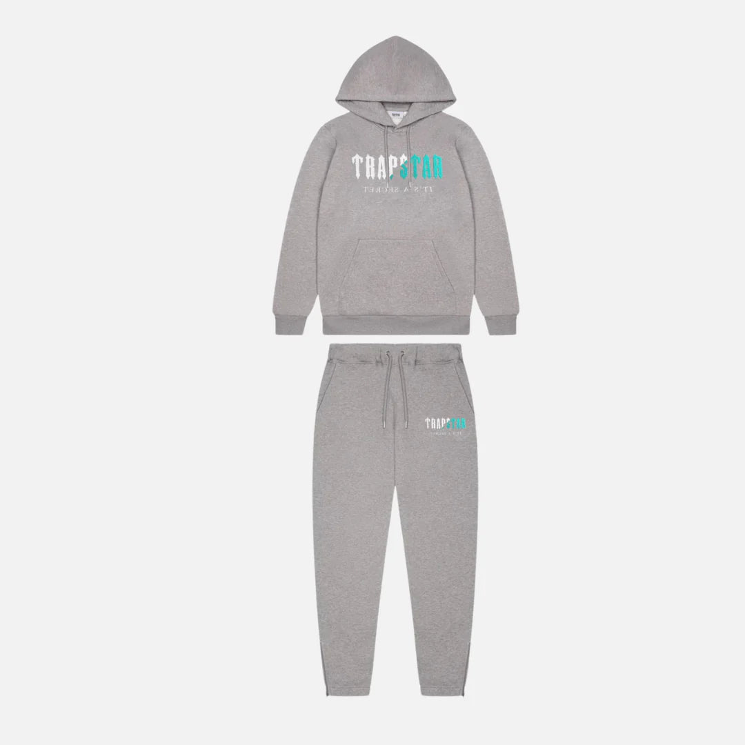 Trapstar Chenille Decoded Hooded Tracksuit - Grey / Teal