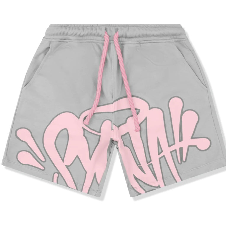 Syna World T-Shirt & Shorts Logo Set - Grey / Pink