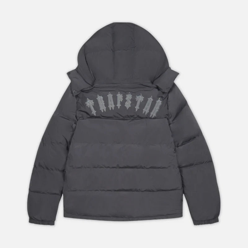 Trapstar Irongate Detachable Hooded Puffer Jacket - Stone Grey