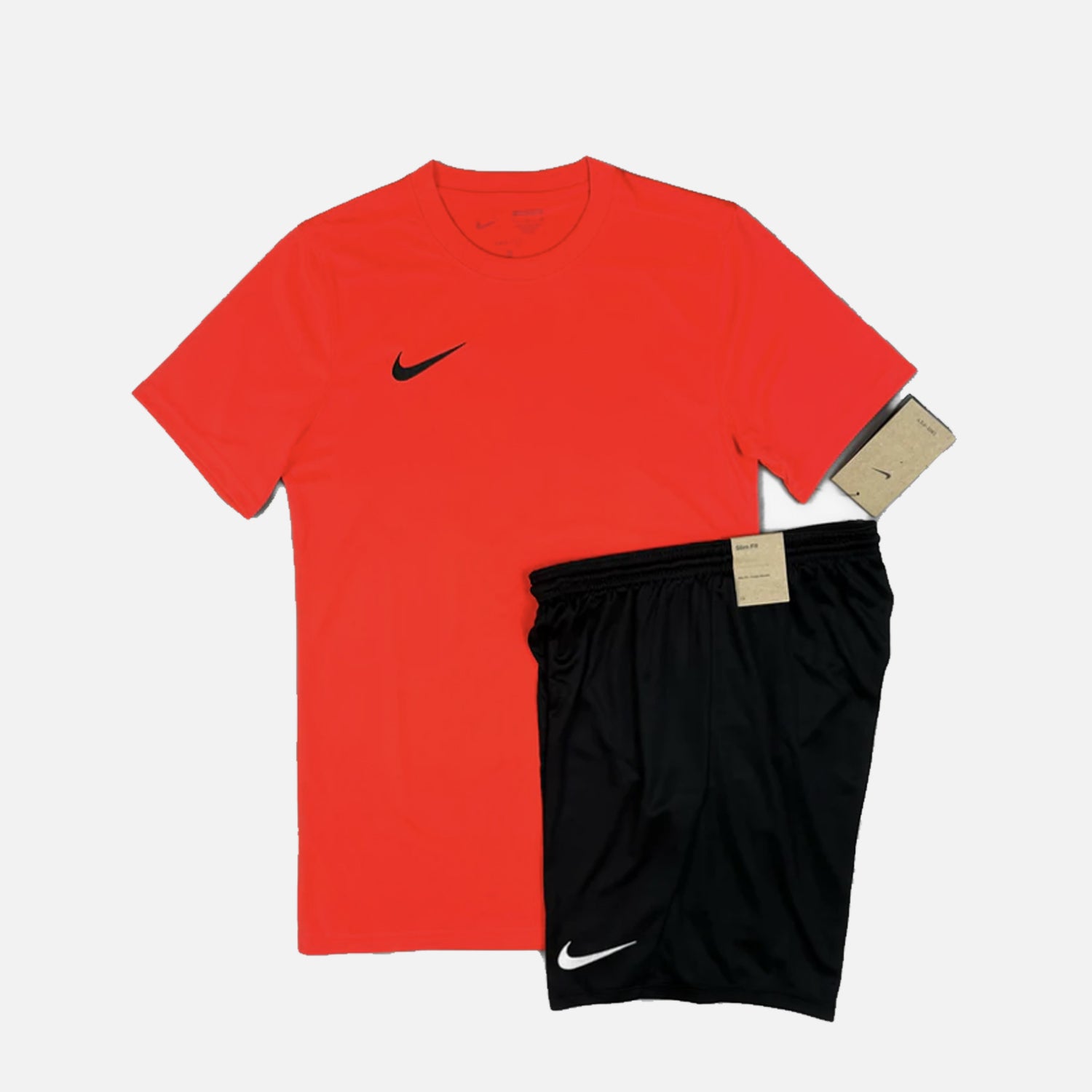 Nike Dri Fit Essential T Shirt And Short Set Crimson Red Black