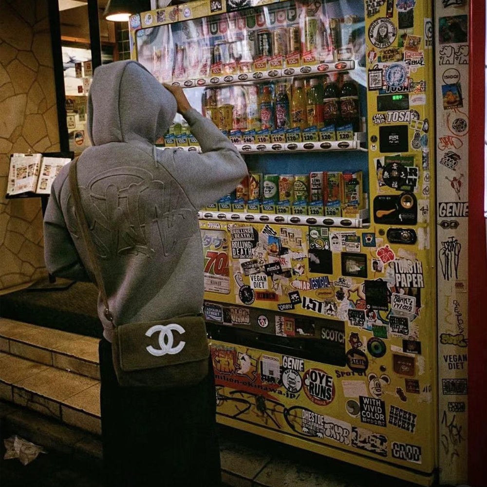 Syna World Neoprene Embossed Hoodie - Grey