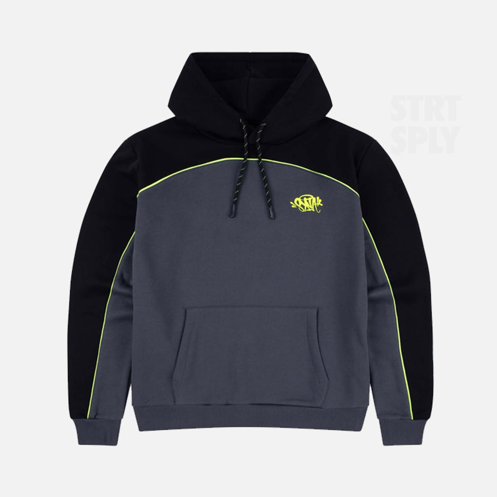 Syna World Team Pipe Hoodie - Black / Grey / Volt Green