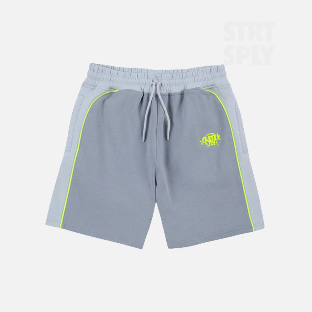 Syna World Team Pipe Shorts - Grey / Volt Green