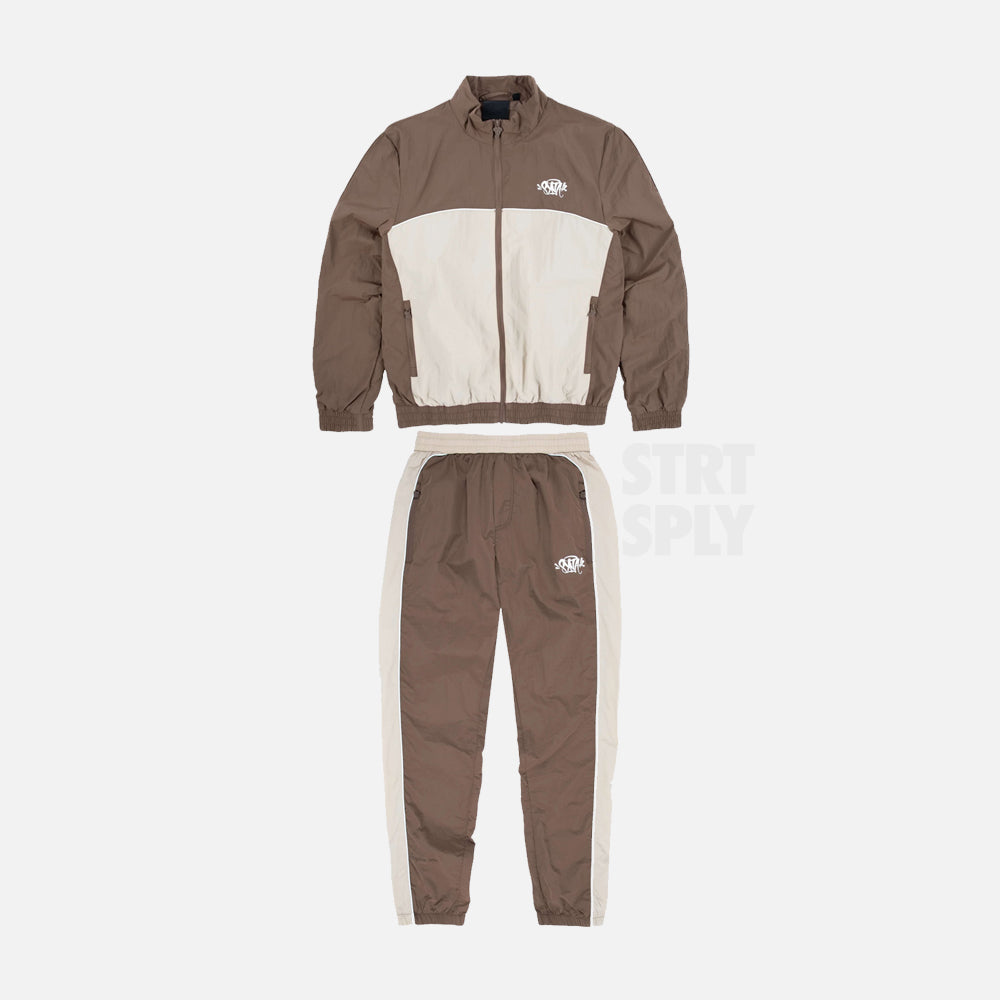 Syna World Logo Shell Tracksuit - Brown /Beige