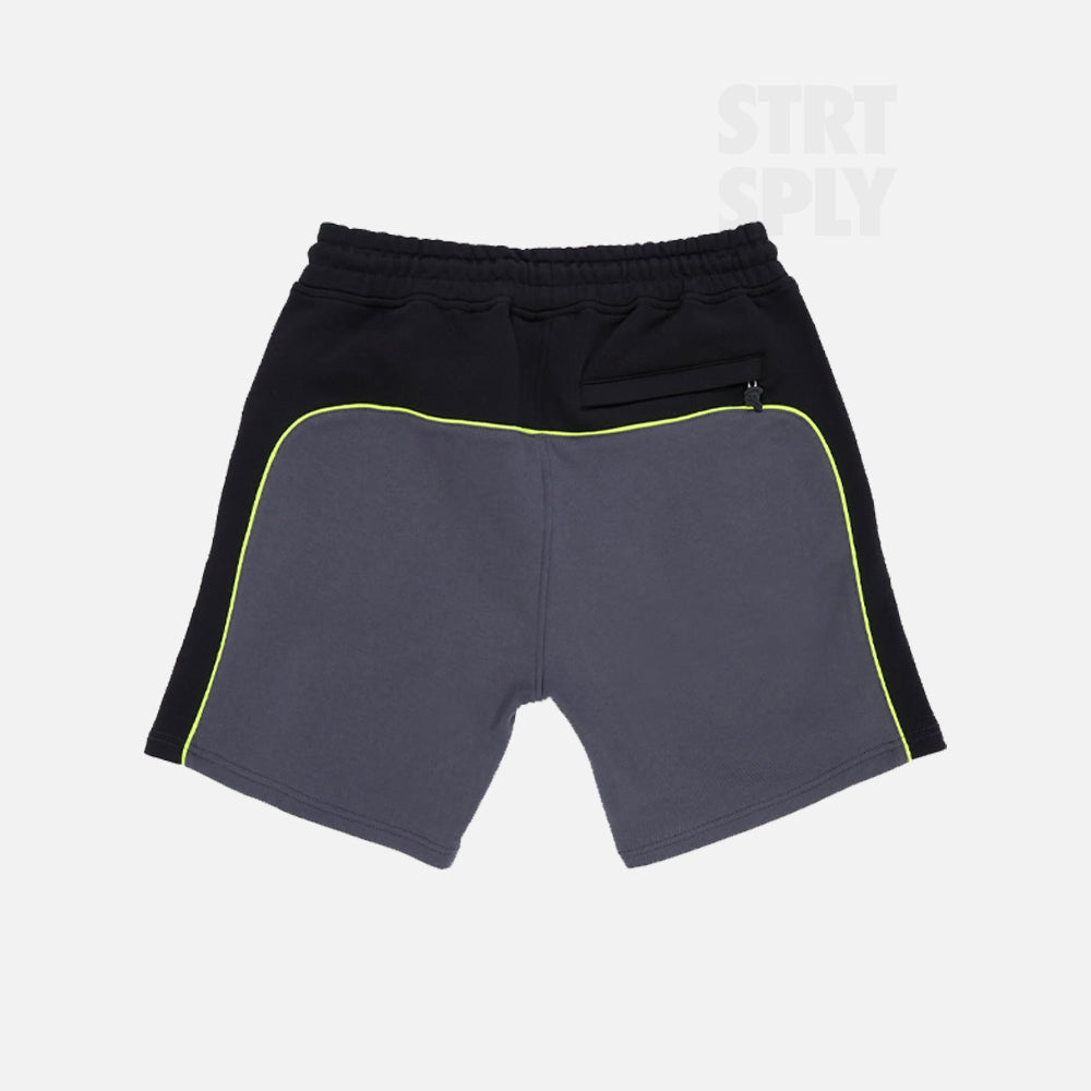 Syna World Team Pipe Shorts - Black / Grey / Volt Green