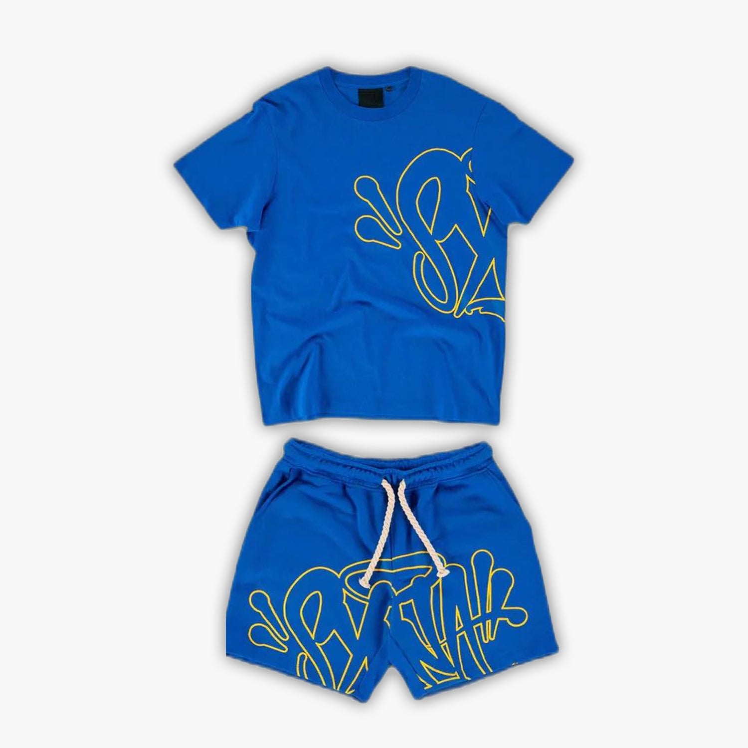 Syna World T-Shirt & Shorts Logo Set - Blue / Yellow