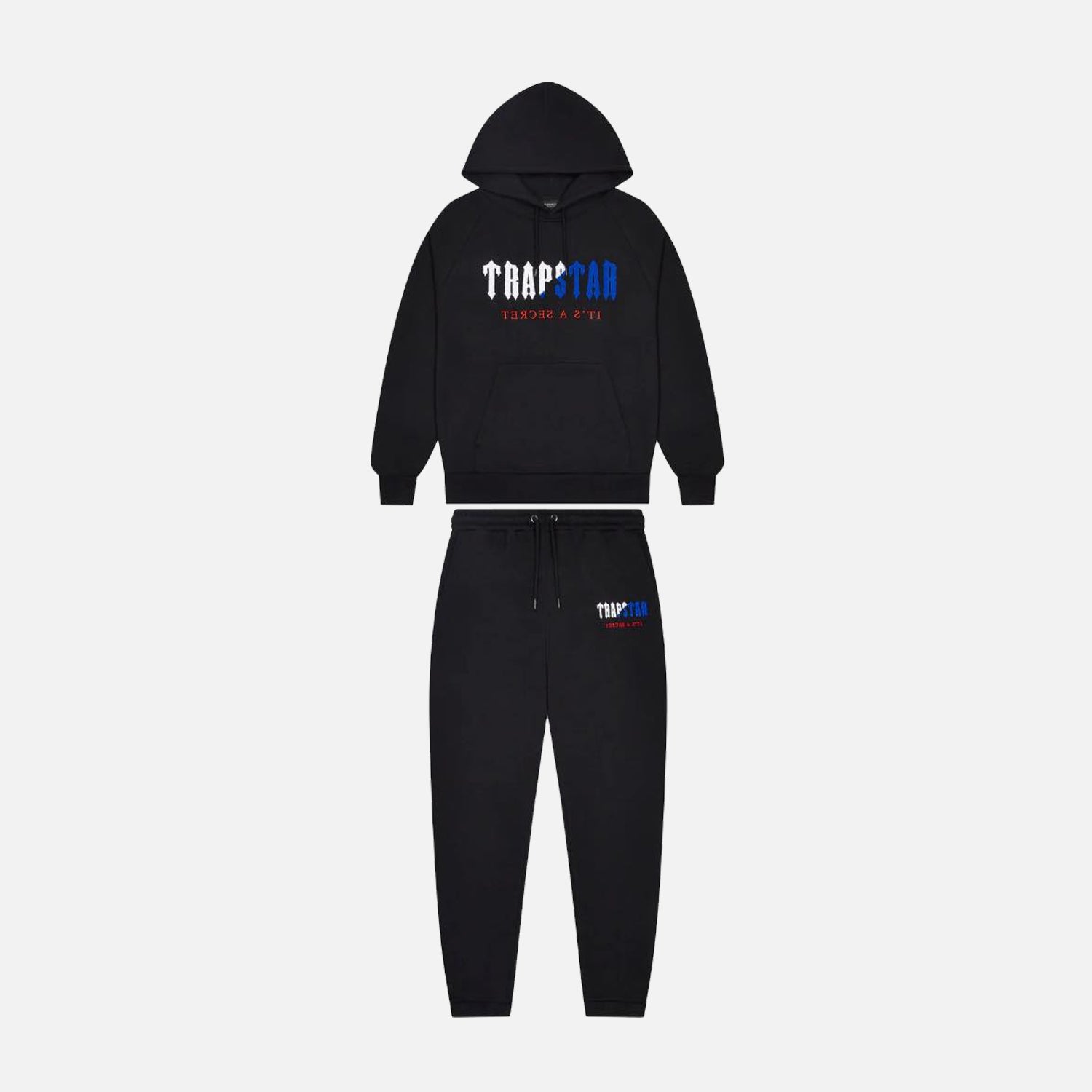 Trapstar Chenille Decoded Hooded Tracksuit - Black / Blue / Red
