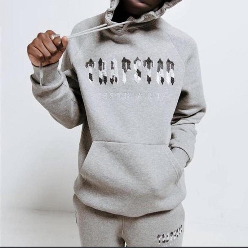 Trapstar Chenille Decoded Hooded Tracksuit - Grey Camo Edition