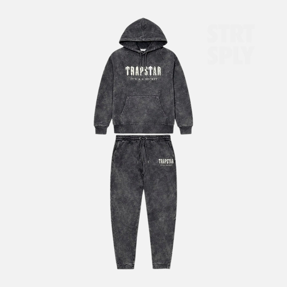 Trapstar Chenille Decoded Hooded Tracksuit - Grey Enzyme