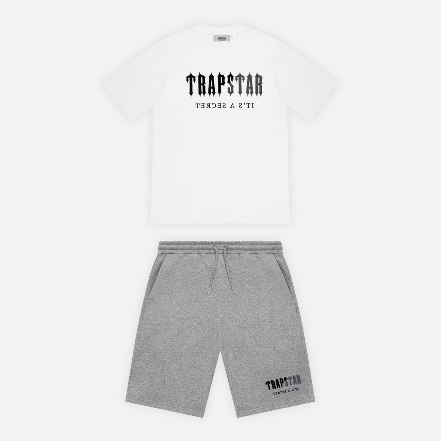 Trapstar Chenille Decoded Short Set - White / Grey